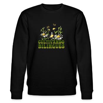 Cultivando Bilingües Spanischlehrer - Stanley/Stella Unisex Bio-Sweatshirt CHANGER  - Schwarz - Vorne - Nik (191cm) & Marisol (170cm)