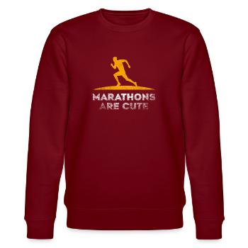 Marathons sind süß Ultramarathon - Stanley/Stella Unisex Bio-Sweatshirt CHANGER  - Burgunderrot - Vorne - Nik (191cm) & Marisol (170cm)