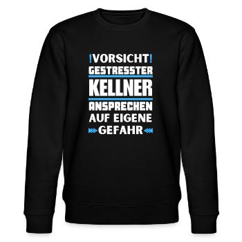 Don't talk to a stressed waiter! - Stanley/Stella CHANGER Unisex Organic Sweatshirt - black - Front - Nik (191cm) & Marisol (170cm)