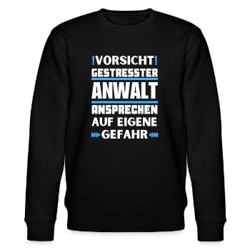 Don't talk to a stressed lawyer! - Stanley/Stella CHANGER Unisex Organic Sweatshirt - black - Front - Nik (191cm) & Marisol (170cm)
