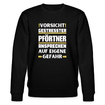 Gestresster Pförtner nicht ansprechen! - Stanley/Stella Unisex Bio-Sweatshirt CHANGER  - Schwarz - Vorne - Nik (191cm) & Marisol (170cm)