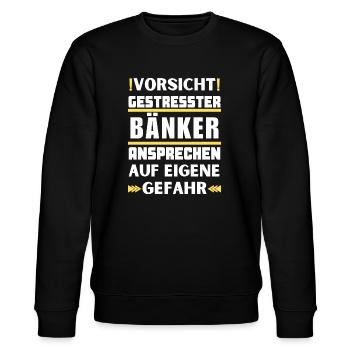 Gestresster Bänker nicht ansprechen! - Stanley/Stella Unisex Bio-Sweatshirt CHANGER  - Schwarz - Vorne - Nik (191cm) & Marisol (170cm)