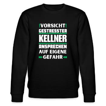 Gestresster Kellner nicht ansprechen! - Stanley/Stella Unisex Bio-Sweatshirt CHANGER  - Schwarz - Vorne - Nik (191cm) & Marisol (170cm)
