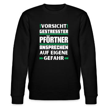 Don't talk to a stressed doorman! - Stanley/Stella CHANGER Unisex Organic Sweatshirt - black - Front - Nik (191cm) & Marisol (170cm)