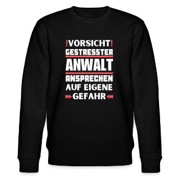 Don't talk to a stressed lawyer! - Stanley/Stella CHANGER Unisex Organic Sweatshirt - black - Front - Nik (191cm) & Marisol (170cm)