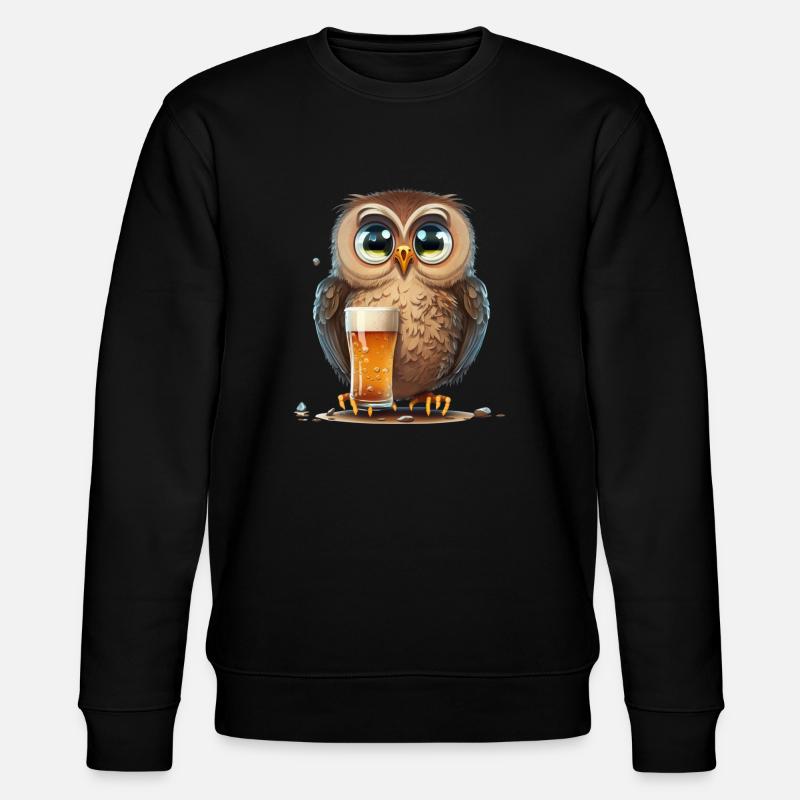 Süße Bier Eule - Stanley/Stella Unisex Bio-Sweatshirt CHANGER - Schwarz