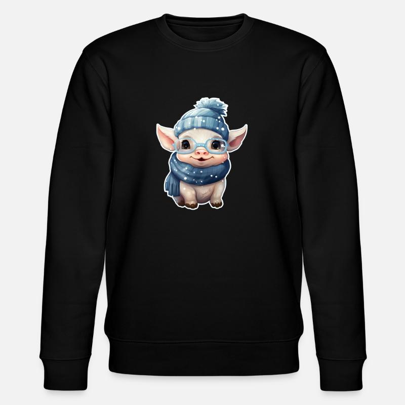 Glücksschwein - Stanley/Stella Unisex Bio-Sweatshirt CHANGER  - Schwarz