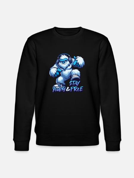 Stay young and free - Yeti urban design - Stanley/Stella CHANGER Unisex Organic Sweatshirt - black