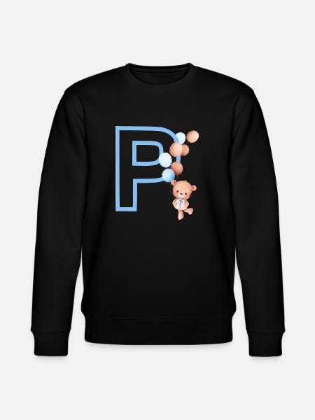 Blauer Buchstabe P Bär - Stanley/Stella Unisex Bio-Sweatshirt CHANGER  - Schwarz