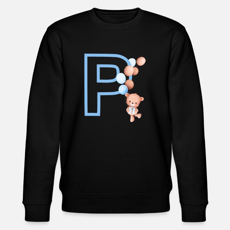 Blauer Buchstabe P Bär - Stanley/Stella Unisex Bio-Sweatshirt CHANGER  - Schwarz