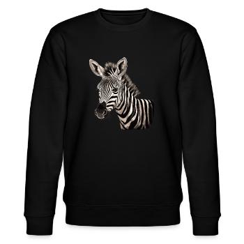 Zebra Afrika Tier - Stanley/Stella Unisex Bio-Sweatshirt CHANGER  - Schwarz - Vorne - Nik (191cm) & Marisol (170cm)