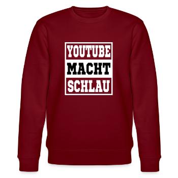 Youtube macht schlau - Stanley/Stella Unisex Bio-Sweatshirt CHANGER  - Burgunderrot - Vorne - Nik (191cm) & Marisol (170cm)