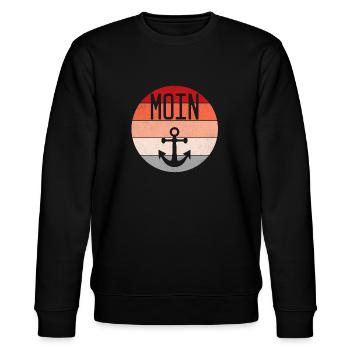 Moin Hamburg Anker Retro Vintage Shirt - Stanley/Stella Unisex Bio-Sweatshirt CHANGER  - Schwarz - Vorne - Nik (191cm) & Marisol (170cm)