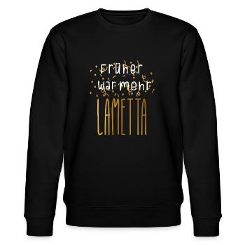 Früher Mehr Lametta Filmzitat Weihnachten Spruch - Stanley/Stella Unisex Bio-Sweatshirt CHANGER  - Schwarz - Vorne - Nik (191cm) & Marisol (170cm)