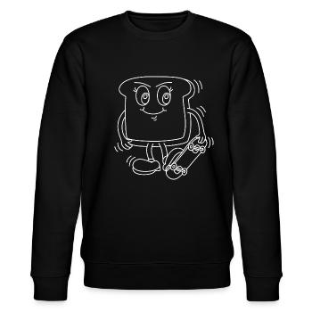 Toast mit Skateboard - Stanley/Stella Unisex Bio-Sweatshirt CHANGER  - Schwarz - Vorne - Nik (191cm) & Marisol (170cm)