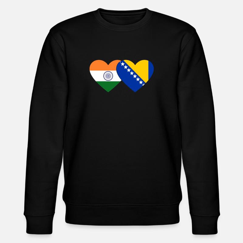 Inde Bosnie drapeau coeur - Sweat bio CHANGER Stanley/Stella Unisexe - noir