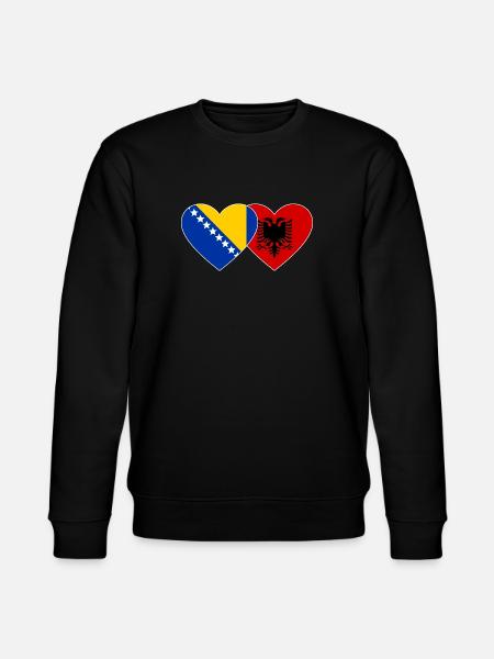 Bosnien Albanien Flag Heart - Stanley/Stella økologisk unisex-sweatshirt CHANGER  - sort