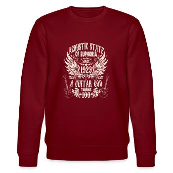 Guitarists birthday vintage 1923 100 years - Stanley/Stella CHANGER Unisex Organic Sweatshirt - burgundy - Front - Nik (191cm) & Marisol (170cm)