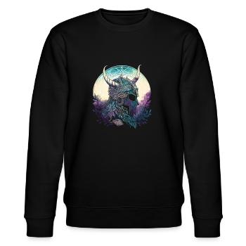 Wikingerhelm Runen Wikingerkrieger Nordische - Stanley/Stella Unisex Bio-Sweatshirt CHANGER  - Schwarz - Vorne - Nik (191cm) & Marisol (170cm)