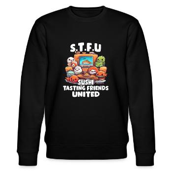 Kawaii Anime Sushi Design für Japan-Liebhaber - Stanley/Stella Unisex Bio-Sweatshirt CHANGER  - Schwarz - Vorne - Nik (191cm) & Marisol (170cm)