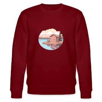 Sauna outfit for wellness lovers funny sauna - Stanley/Stella CHANGER Unisex Organic Sweatshirt - burgundy - Front - Nik (191cm) & Marisol (170cm)