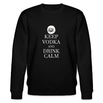 lustige Saufgelage Party-Gadgets Wodka - Stanley/Stella Unisex Bio-Sweatshirt CHANGER  - Schwarz - Vorne - Nik (191cm) & Marisol (170cm)