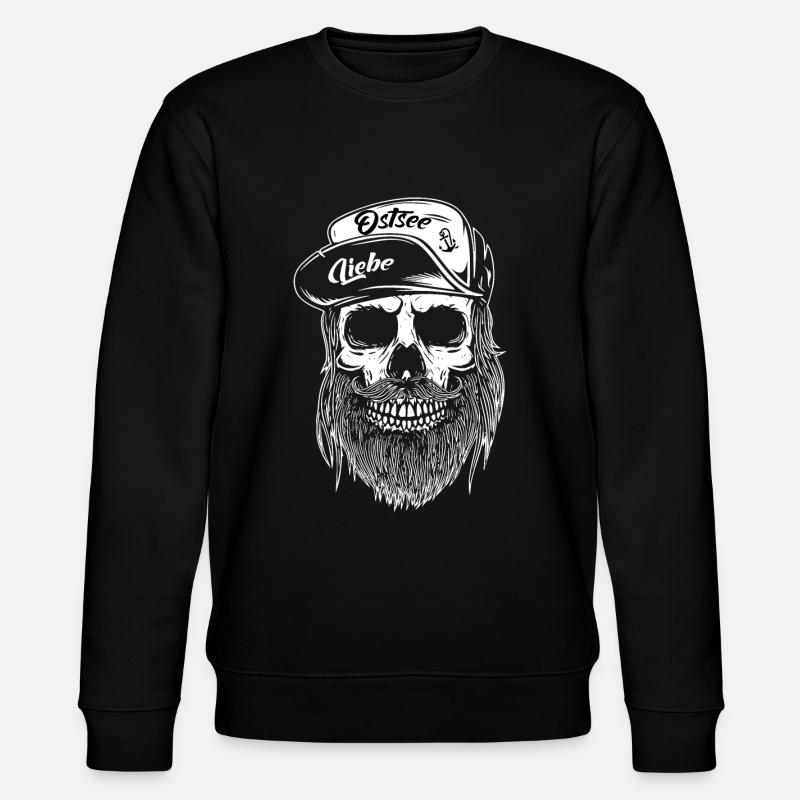 Ostseeliebe - Anker Skull Design - Stanley/Stella Unisex Bio-Sweatshirt CHANGER  - Schwarz