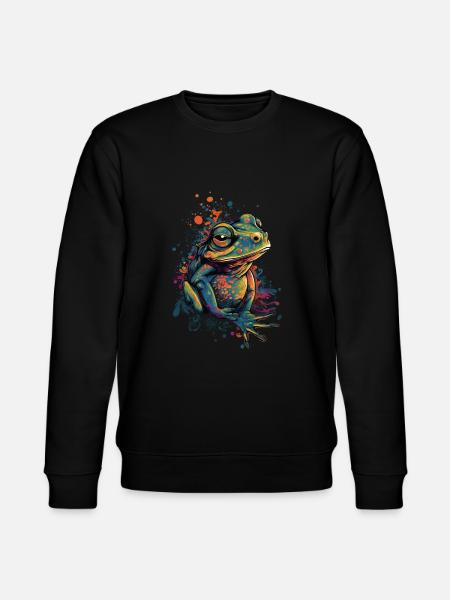 Trippy Frog - Psychedelic Motif - Stanley/Stella CHANGER Unisex Organic Sweatshirt - black