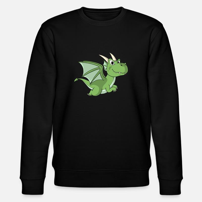 Süßer Drache Cartoon Drachen - Stanley/Stella Unisex Bio-Sweatshirt CHANGER  - Schwarz