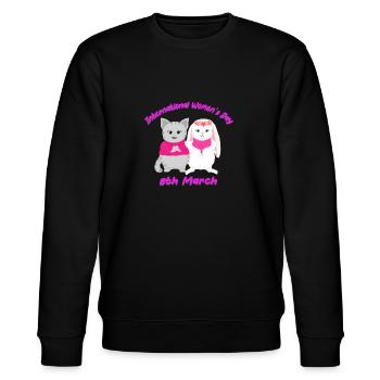 International Women's Day - Stanley/Stella CHANGER Unisex Organic Sweatshirt - black - Front - Nik (191cm) & Marisol (170cm)