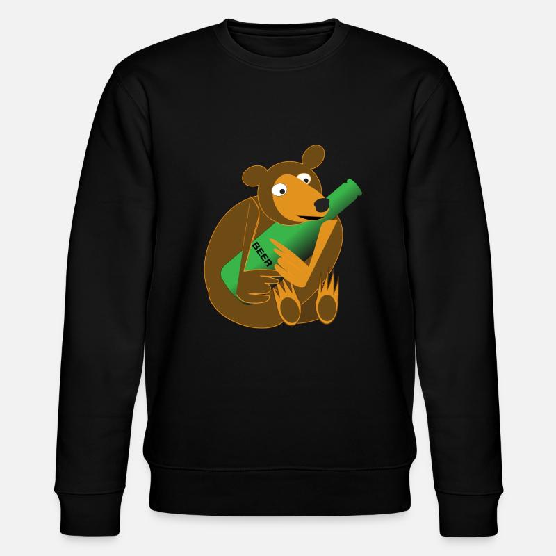 Bär mit Bierflasche - Stanley/Stella Unisex Bio-Sweatshirt CHANGER  - Schwarz
