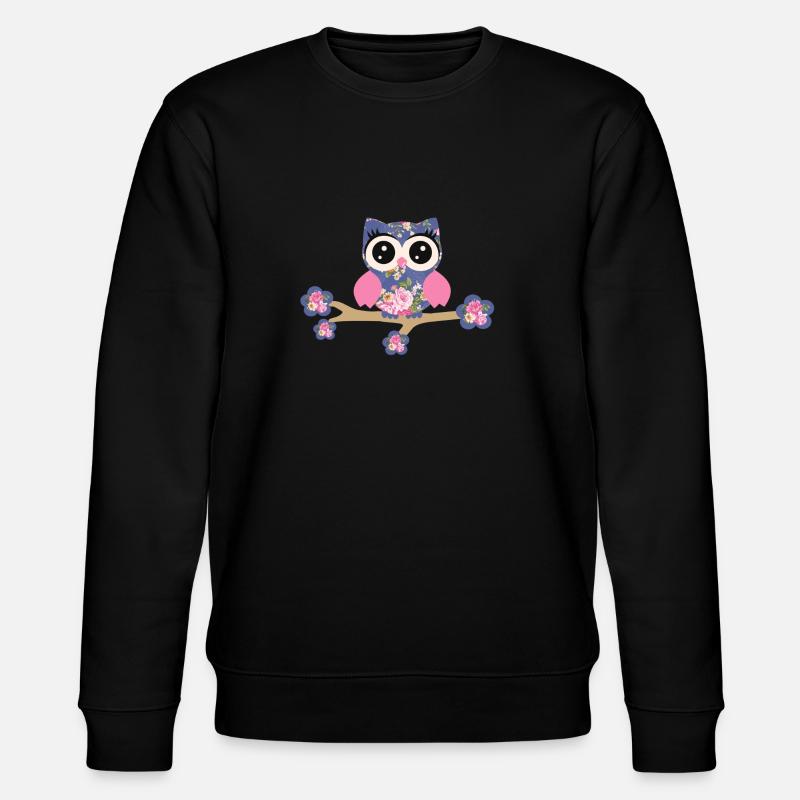 Eule Rosenmuster - Stanley/Stella Unisex Bio-Sweatshirt CHANGER  - Schwarz