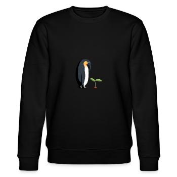 Penguin with plant - Stanley/Stella CHANGER Unisex Organic Sweatshirt - black - Front - Nik (191cm) & Marisol (170cm)