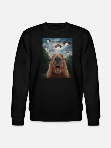 Capybara Selfie Ufo Funny Animals Pictures - Stanley/Stella CHANGER Unisex Organic Sweatshirt - black