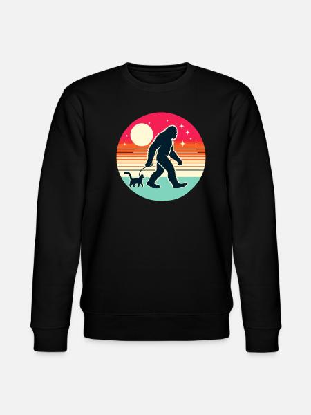 Bigfoot Cat Funny Pictures - Stanley/Stella CHANGER Unisex Organic Sweatshirt - black