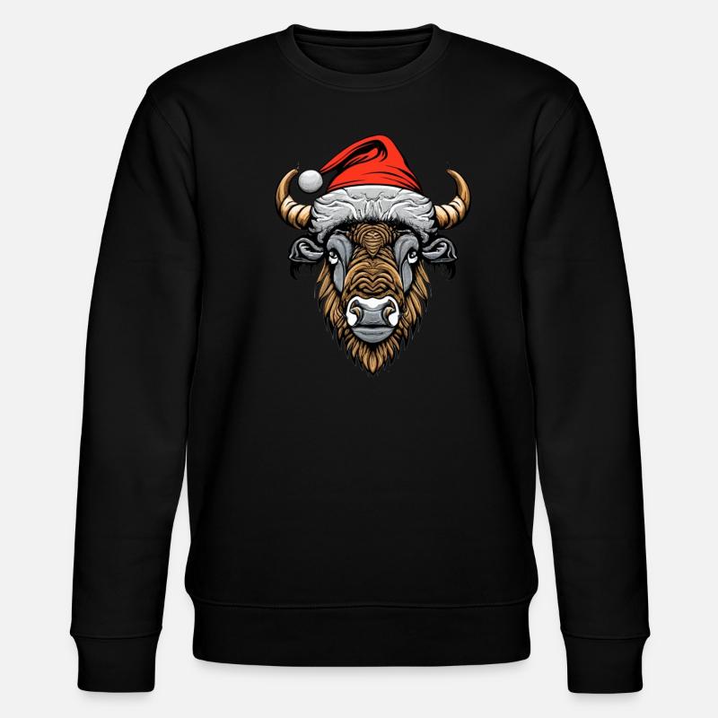 Bison Weihnachten Santa - Stanley/Stella Unisex Bio-Sweatshirt CHANGER  - Schwarz