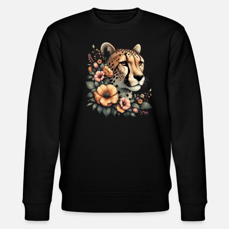 Guépard Fleurs de guépard - Sweat bio CHANGER Stanley/Stella Unisexe - noir