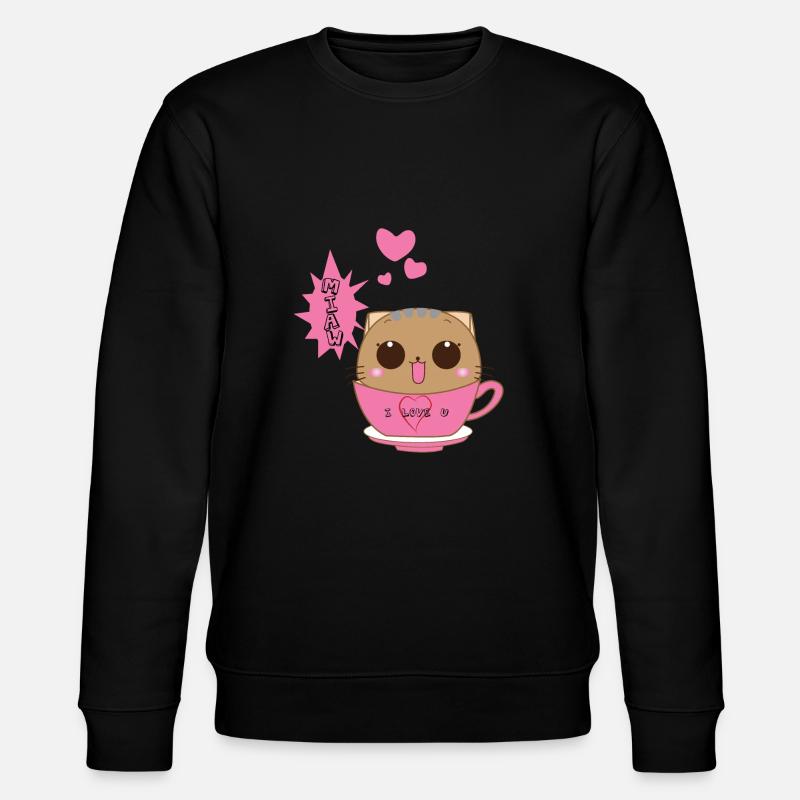 Katze süß - Stanley/Stella Unisex Bio-Sweatshirt CHANGER  - Schwarz