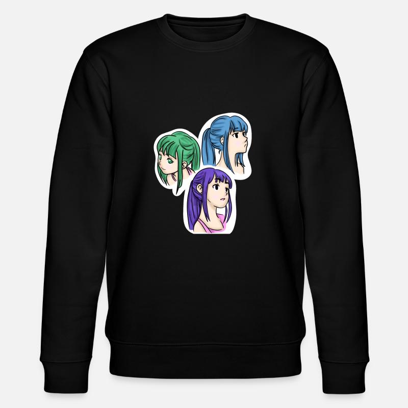 Die Drillinge 💚💜💙 - Stanley/Stella Unisex Bio-Sweatshirt CHANGER  - Schwarz