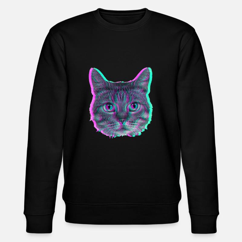 Katzenkopf - Retro - Stanley/Stella Unisex Bio-Sweatshirt CHANGER  - Schwarz