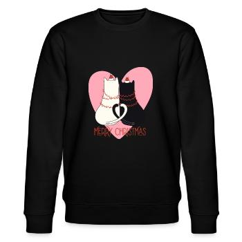 Pfotschafter Christmas - Two cats and heart - Stanley/Stella CHANGER Unisex Organic Sweatshirt - black - Front - Nik (191cm) & Marisol (170cm)