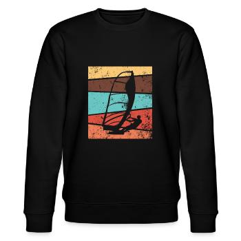 Windsurfing Windsurfer Surfen Retro - Stanley/Stella Unisex Bio-Sweatshirt CHANGER  - Schwarz - Vorne - Nik (191cm) & Marisol (170cm)