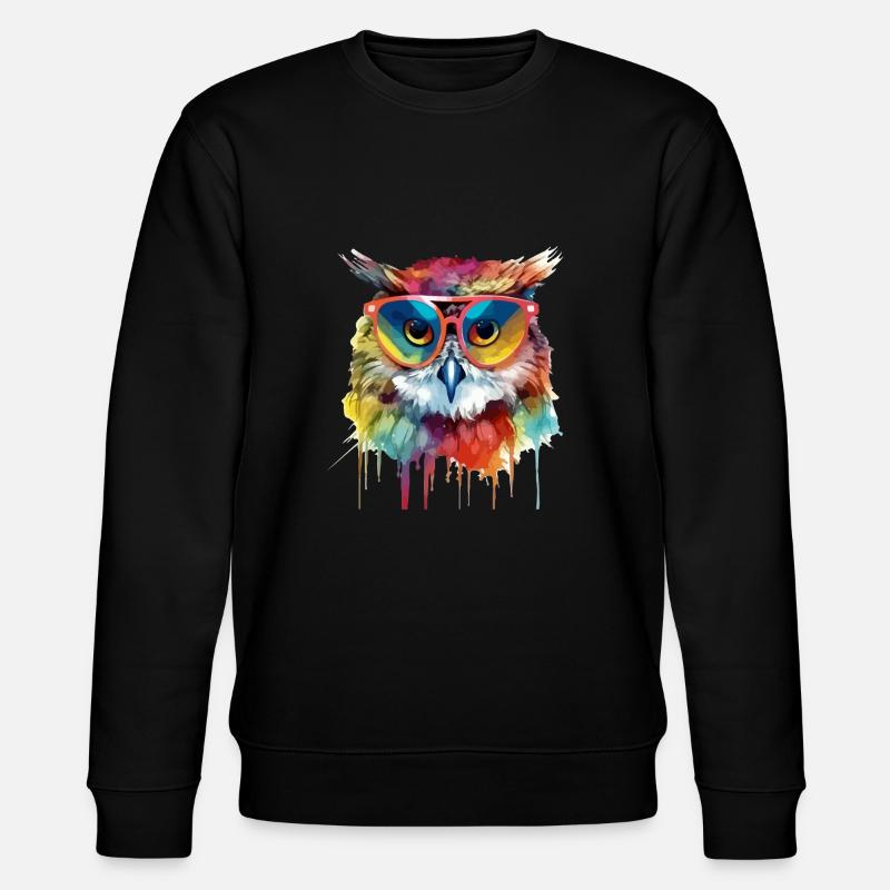 Hacko die Eule - Stanley/Stella Unisex Bio-Sweatshirt CHANGER  - Schwarz