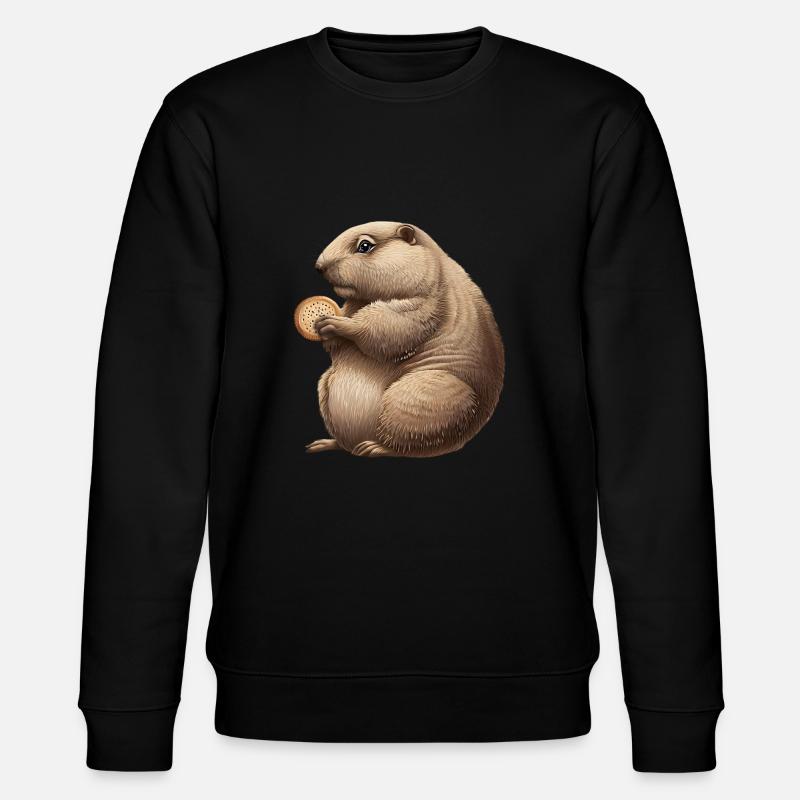 Groundhog mit Cracker - Stanley/Stella Unisex Bio-Sweatshirt CHANGER - Schwarz