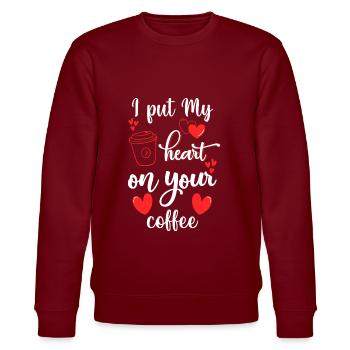 Barista Morning Muffle Bar - Stanley/Stella CHANGER Unisex Organic Sweatshirt - burgundy - Front - Nik (191cm) & Marisol (170cm)