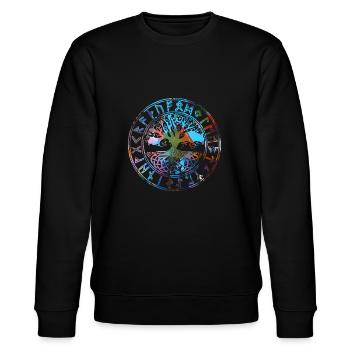 Celtic, Tree of Life,grafftii,Tree of Life - Stanley/Stella CHANGER Unisex Organic Sweatshirt - black - Front - Nik (191cm) & Marisol (170cm)