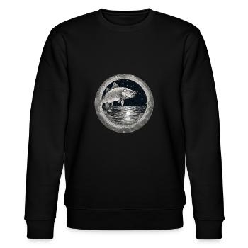 hecht,fisch,illustration,schwarz-weiß,meer,kreis - Stanley/Stella Unisex Bio-Sweatshirt CHANGER  - Schwarz - Vorne - Nik (191cm) & Marisol (170cm)