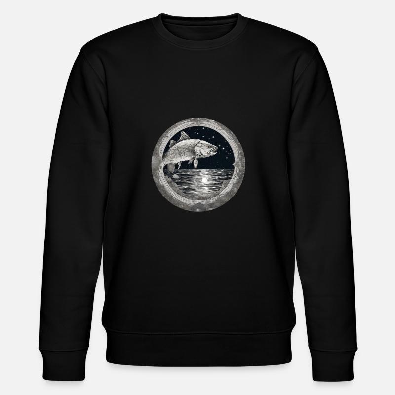 Pike,Fish,Illustration,Black & White,Sea,Circle - Stanley/Stella CHANGER Unisex Organic Sweatshirt - black