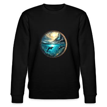 delfin,gold,wasser,meer,kreis,episch,spiegelung - Stanley/Stella Unisex Bio-Sweatshirt CHANGER  - Schwarz - Vorne - Nik (191cm) & Marisol (170cm)