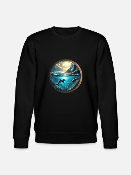 Dolphin,Gold,Water,Sea,Circle,Epic,Reflection - Stanley/Stella CHANGER Unisex Organic Sweatshirt - black